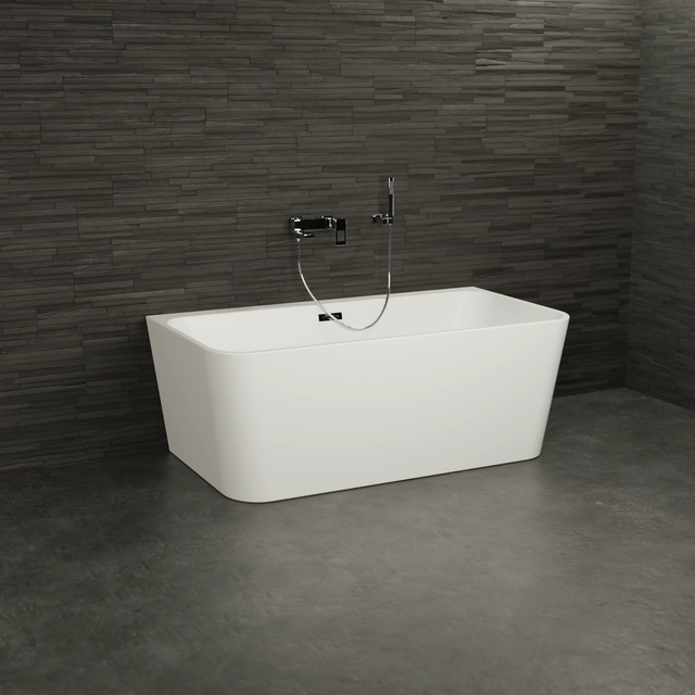 Baignoire Semi-îlot Murale Mint 150 Blanche 150 X75 X57 Cm, By Spalina