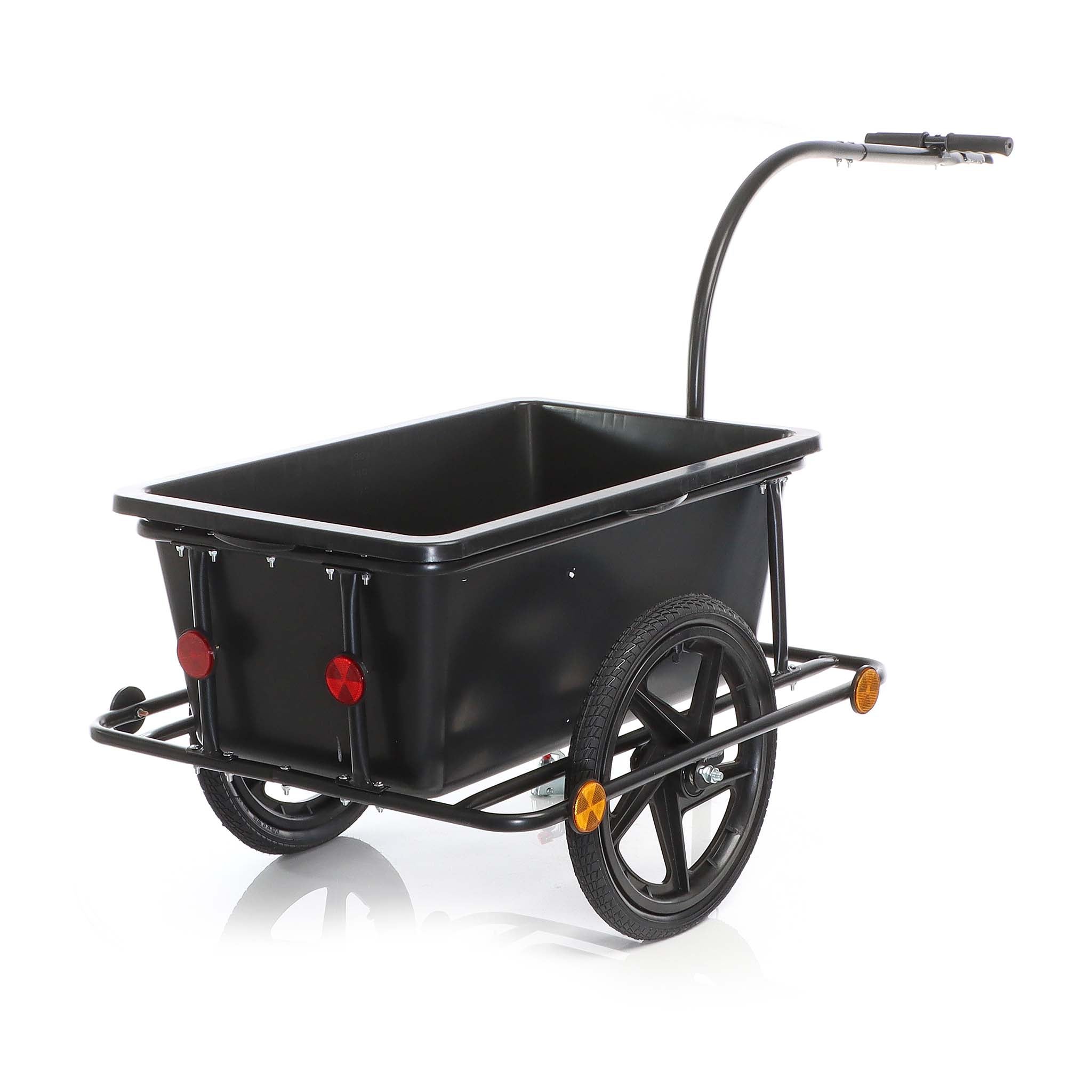 Remorque pour vélo 80 kg max., 1580 x 690 x 510 mm, Bac 90 l, Attelage rapide, Cadre protège-roue, Charrette à bras, Transport de charges… Wiltec - 9