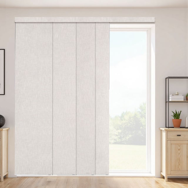 Cortina Painéis Opaque Verticais VEVOR em Trilho Extensível 116-218 cm, Painel Japonês Ajustável até 243 cm, Para Porta Deslizante, Janelas, Cinza
