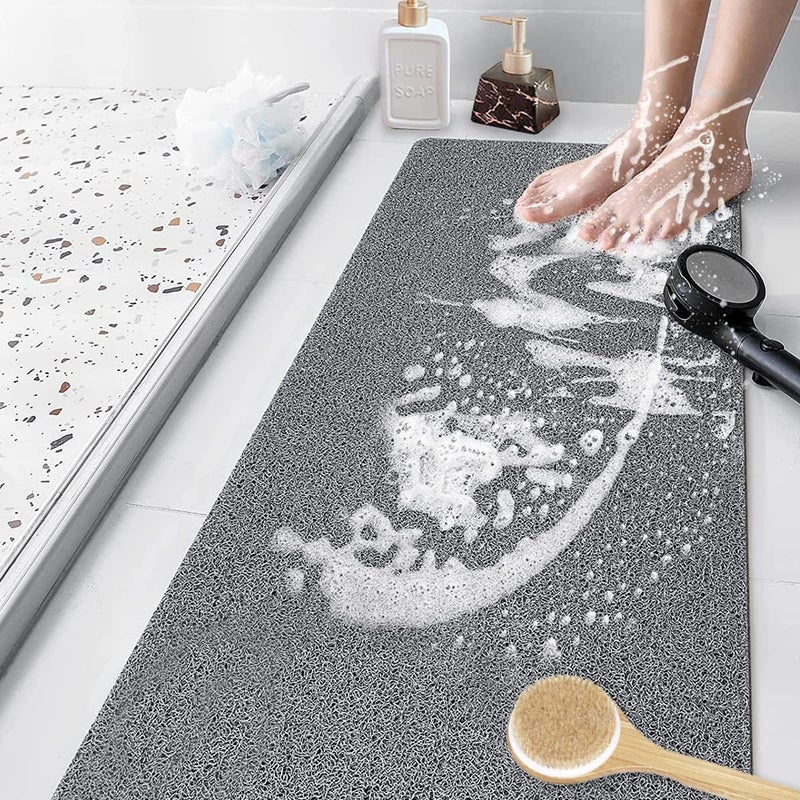 Mata łazienkowa antypoślizgowa, 40 x 80 cm, miękka i wygodna, z otworami drenażowymi, wykonana z PVC, do wanny, masująca, szybkoschnąca (szara)