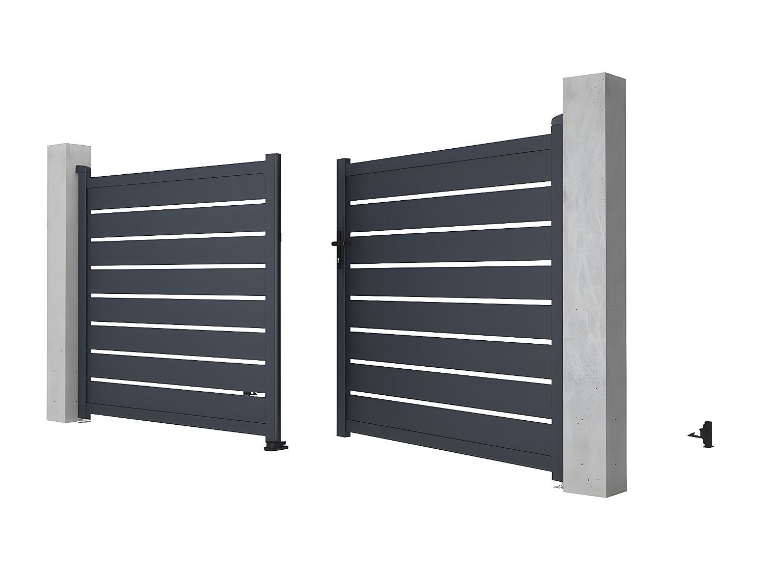 Portail battant aluminium ajouré L355 x H166 cm anthracite - PRIMO - 4