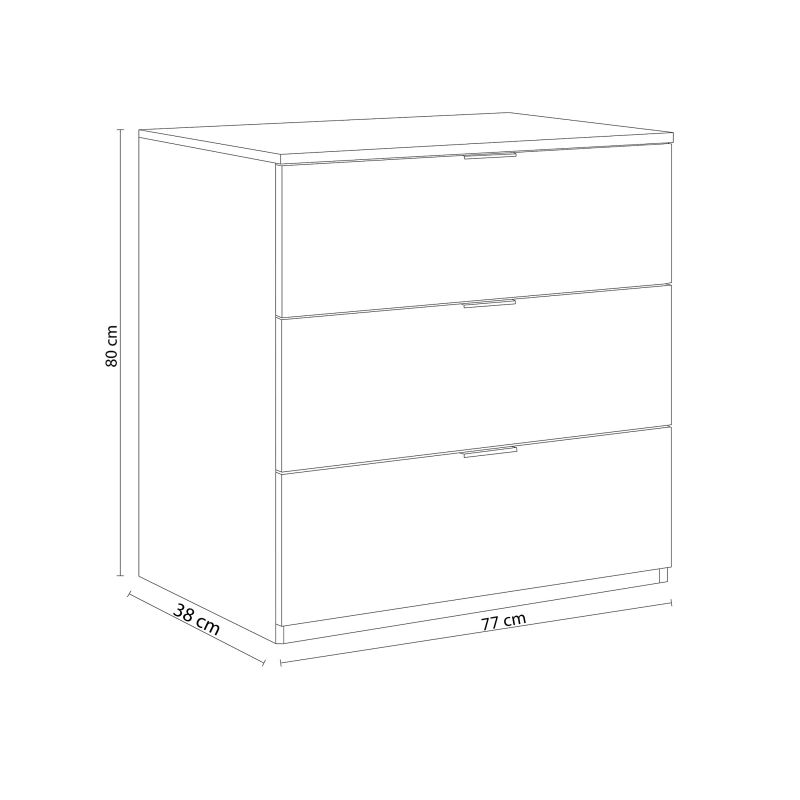 Commode ELOAH 3 tiroirs L77cm x H80cm - Blanc - 7