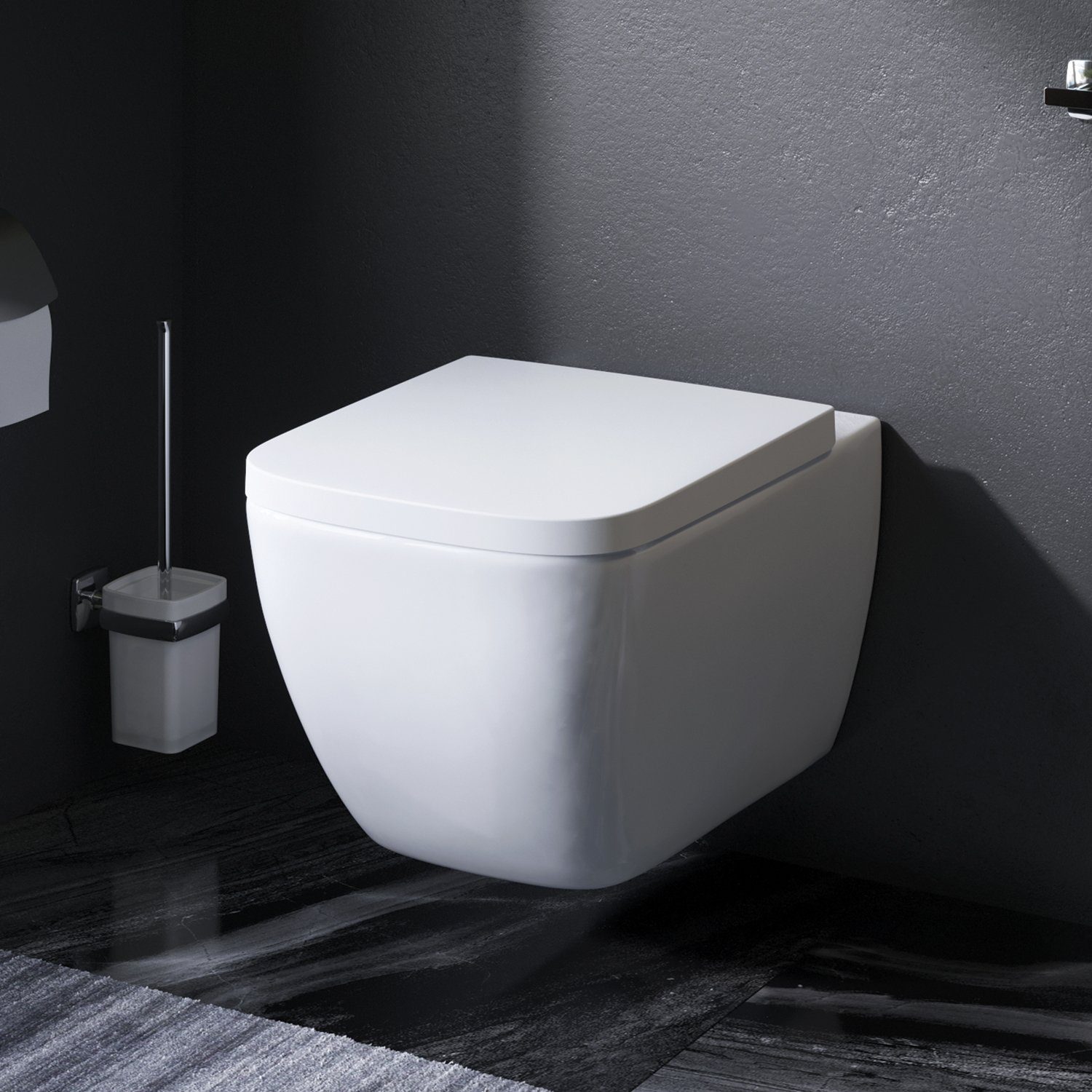 Pack WC suspendu bâti mural et cuvette Plaque Carrée Chrome, Pack WC Bati-support AM.PM Gem - 5