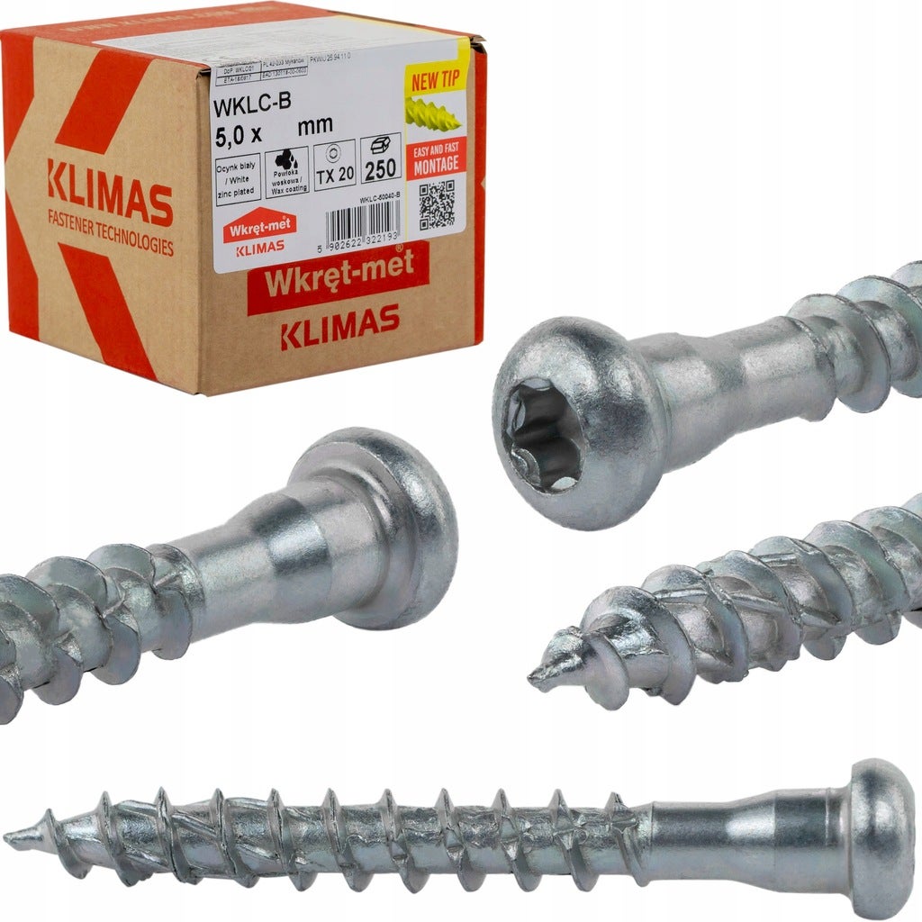 Wkręty do łączników ciesielskich 5x50 mm 250 szt. TORX Klimas WKLC