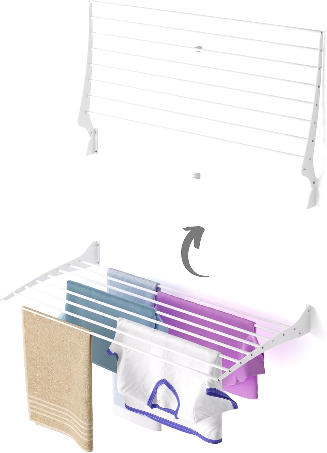 Składana suszarka ścienna do ubrań na balkon, do użytku wewnątrz i na zewnątrz, z aluminium i stali (100 cm)