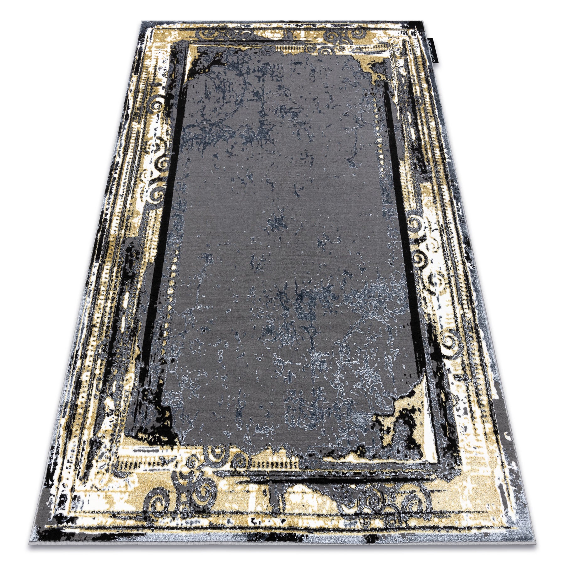 Alfombra de luxe moderna 628 ornamento vintage - structural gris / oro 240x340 cm