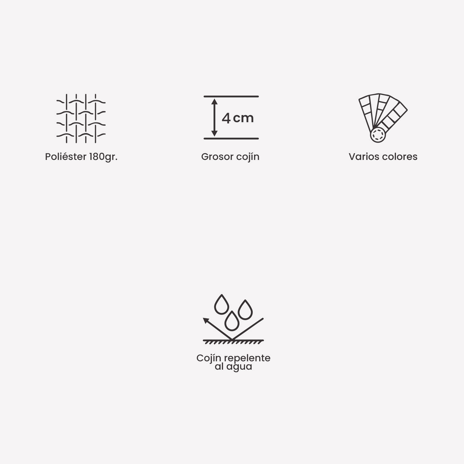 Pack 6 cojines Repelente al agua, Tratamiento para el exterior, Poliéster 180 gr, Color Verde claro, 42 cm x42 cm x5cm - 2