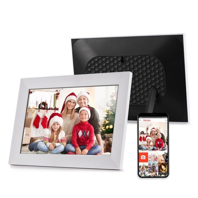Album photo numérique avec écran tactile de 10,1 pouces, connexion Wi-Fi, mémoire de 16 Go, blanc