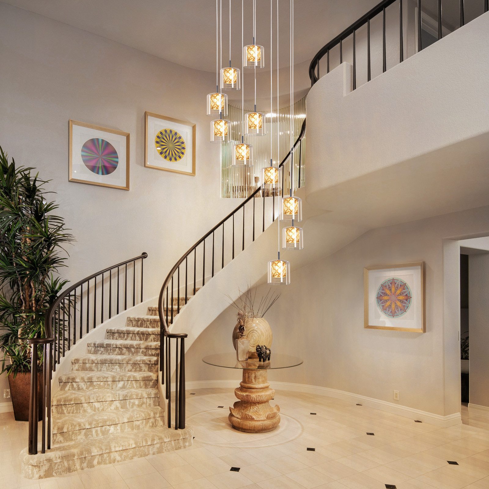 NETTLIFE Lampe Suspendue Pour Salle à Manger En Verre G9 Cristal Moderne à Hauteur Réglable - 2