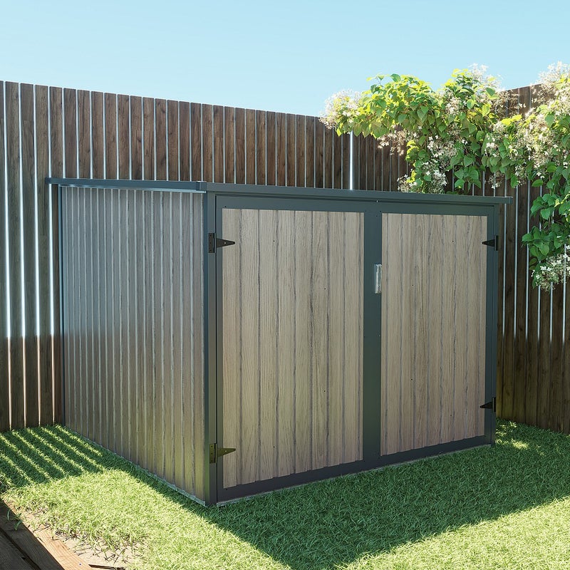 Schowek na rowery z metalu/ocynkowanej stali z efektem drewna 4 m² na 4 rowery - NIKI