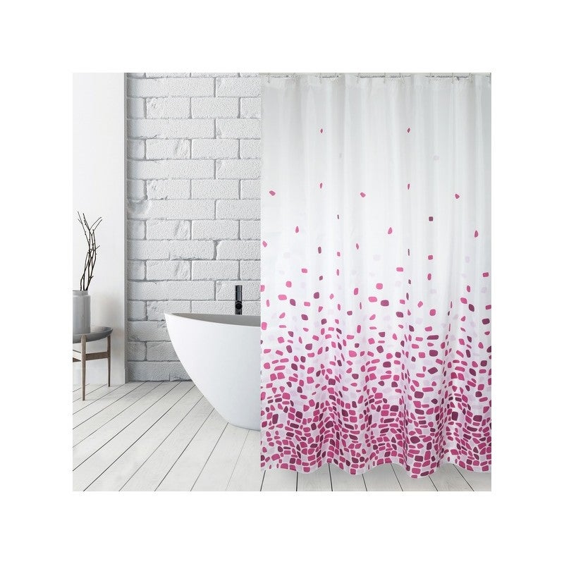 Rideau De Douche Polyester MOSAIKO 180x200cm QUALITà PREMIUM Bleu Anneaux Inclus Bleu 13869363