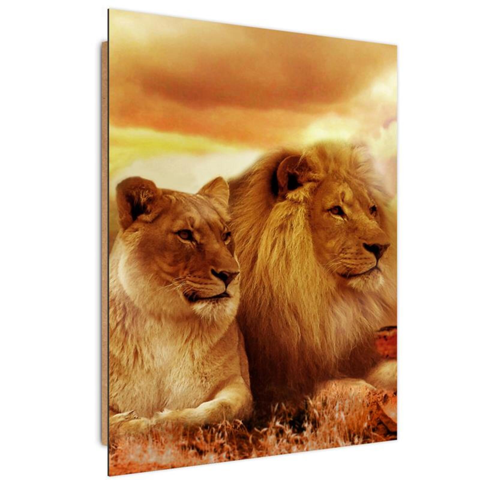 Tableau Photo Sur Toile Le Lion 50x50 Cm - Décoration Murale Animaux Fabrication Française