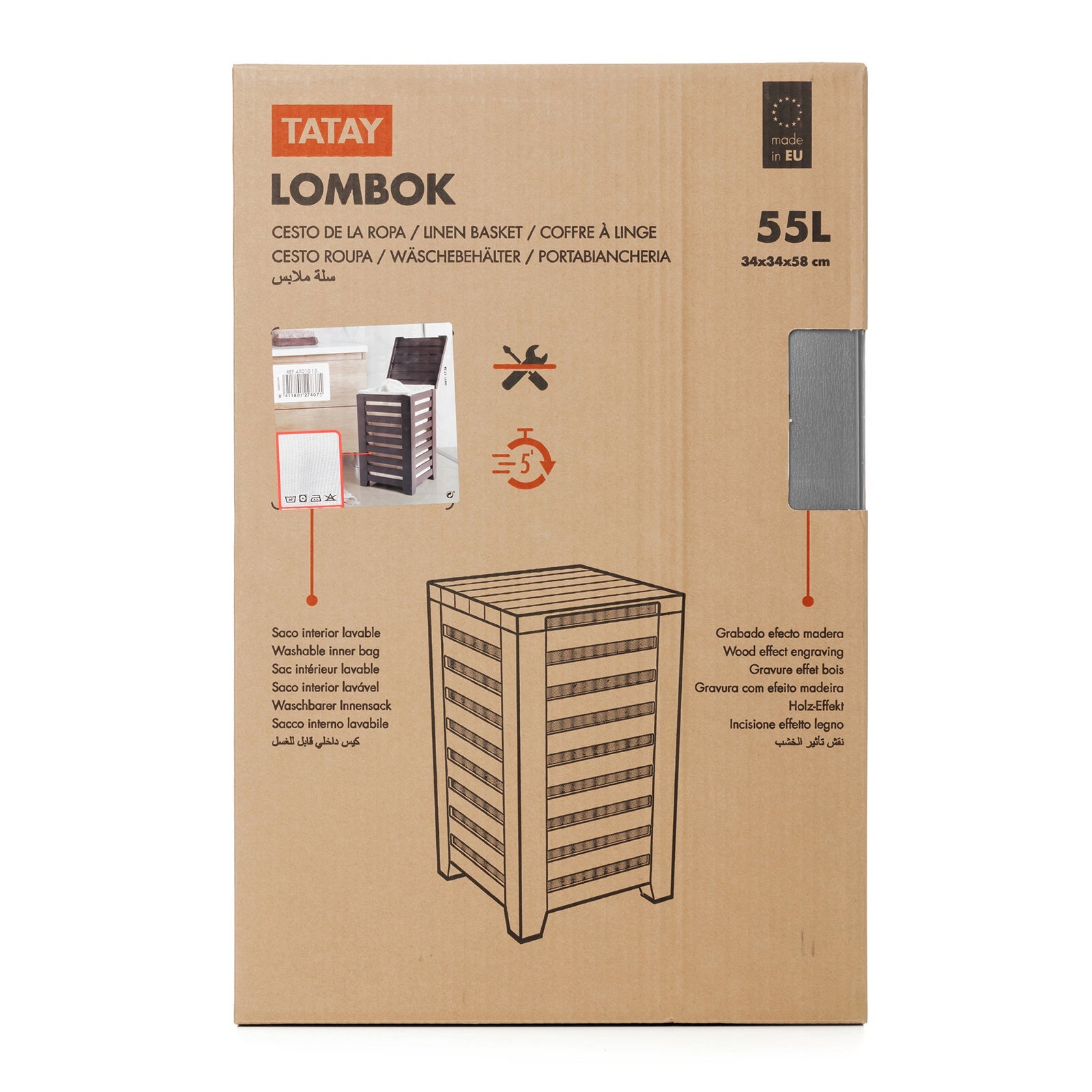 Kosz na bieliznę Lombok biały 55 l - 4