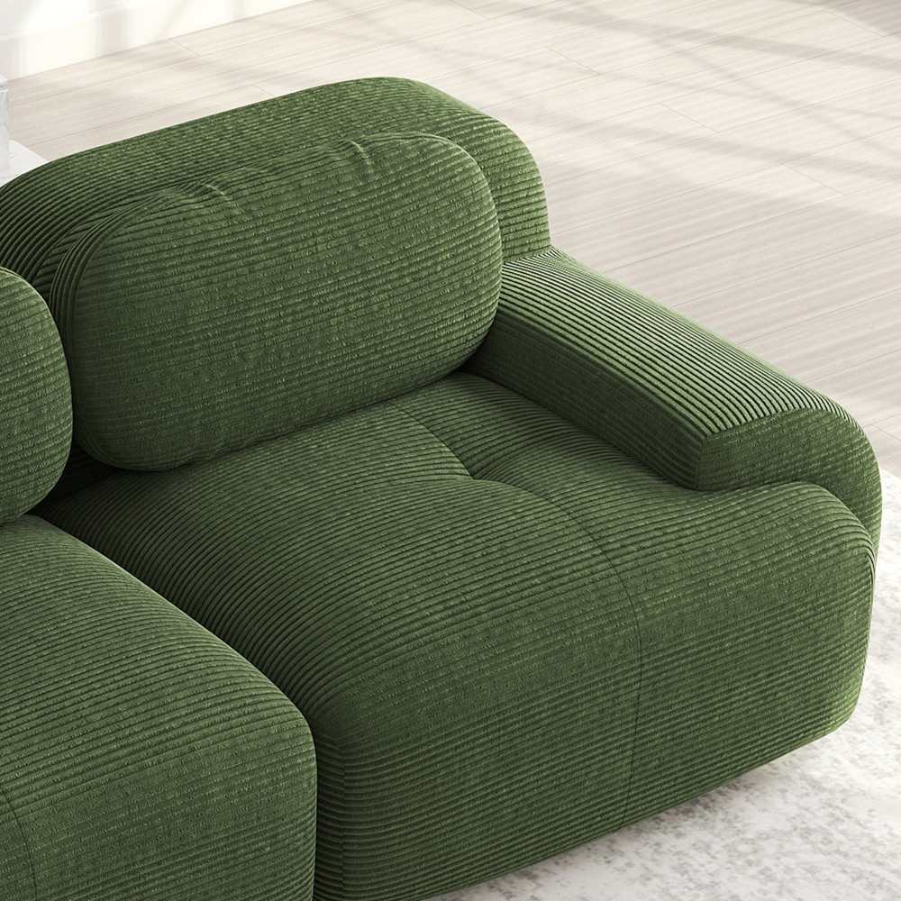 Canapé d’angle modulaire en velours côtelé avec assise ergonomique, accoudoirs larges, mousse haute densité 32D et design sans montage - 8