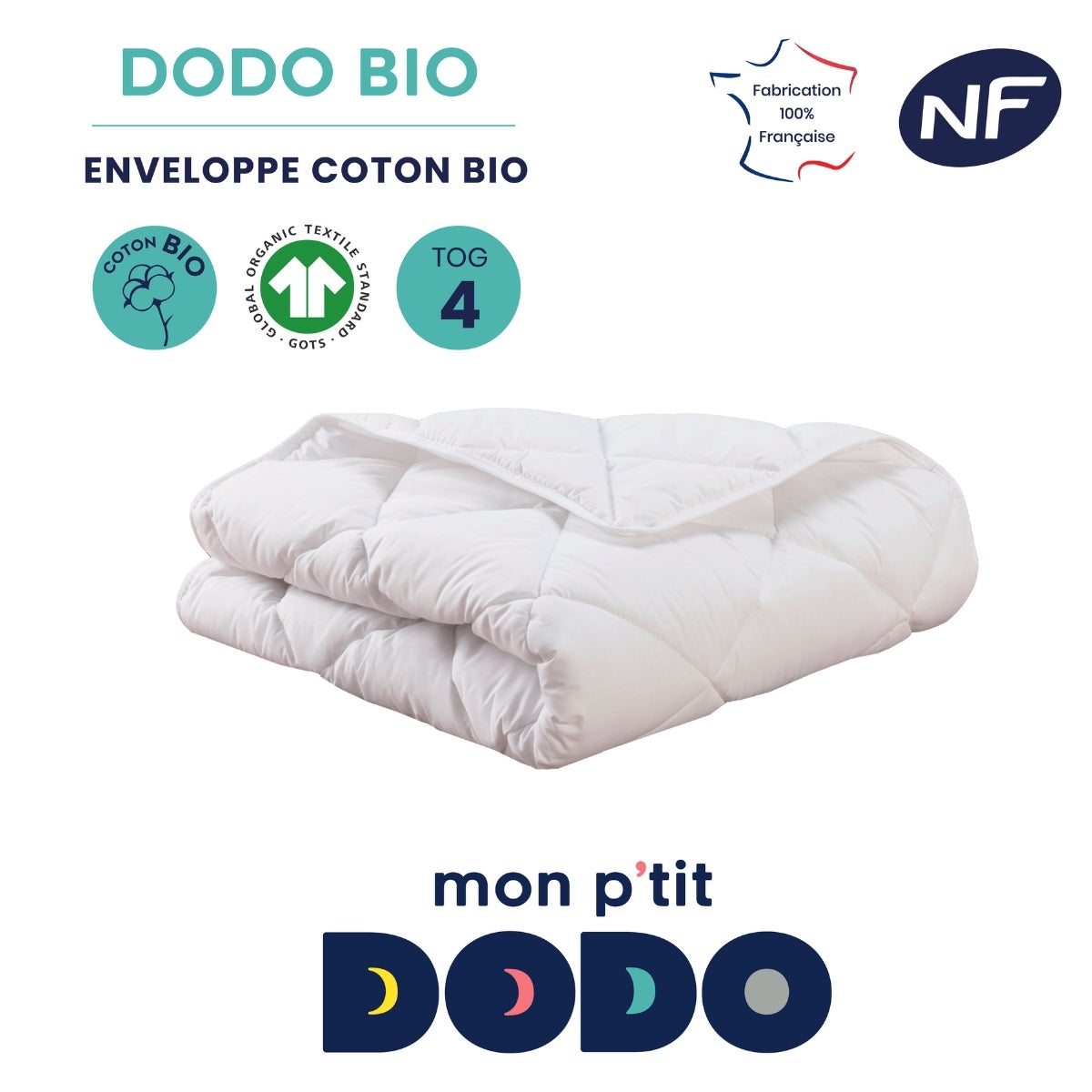 Couette enfant bio - Blanc - 100x140 cm - Coton - 3