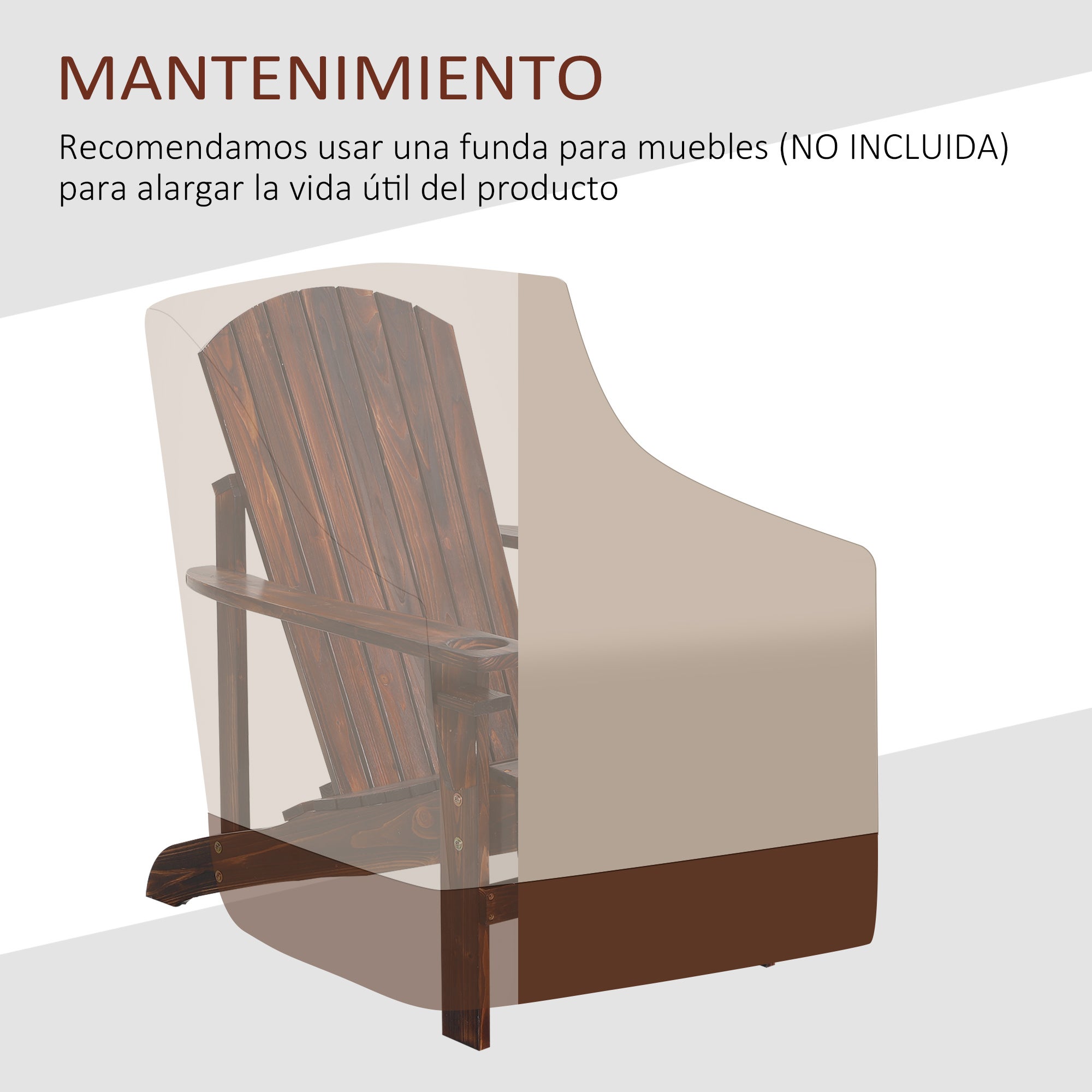 Cadeira Adirondack de Jardim Outsunny Castanho Rústico Madeira de Abeto 72.5x97x93cm - 9