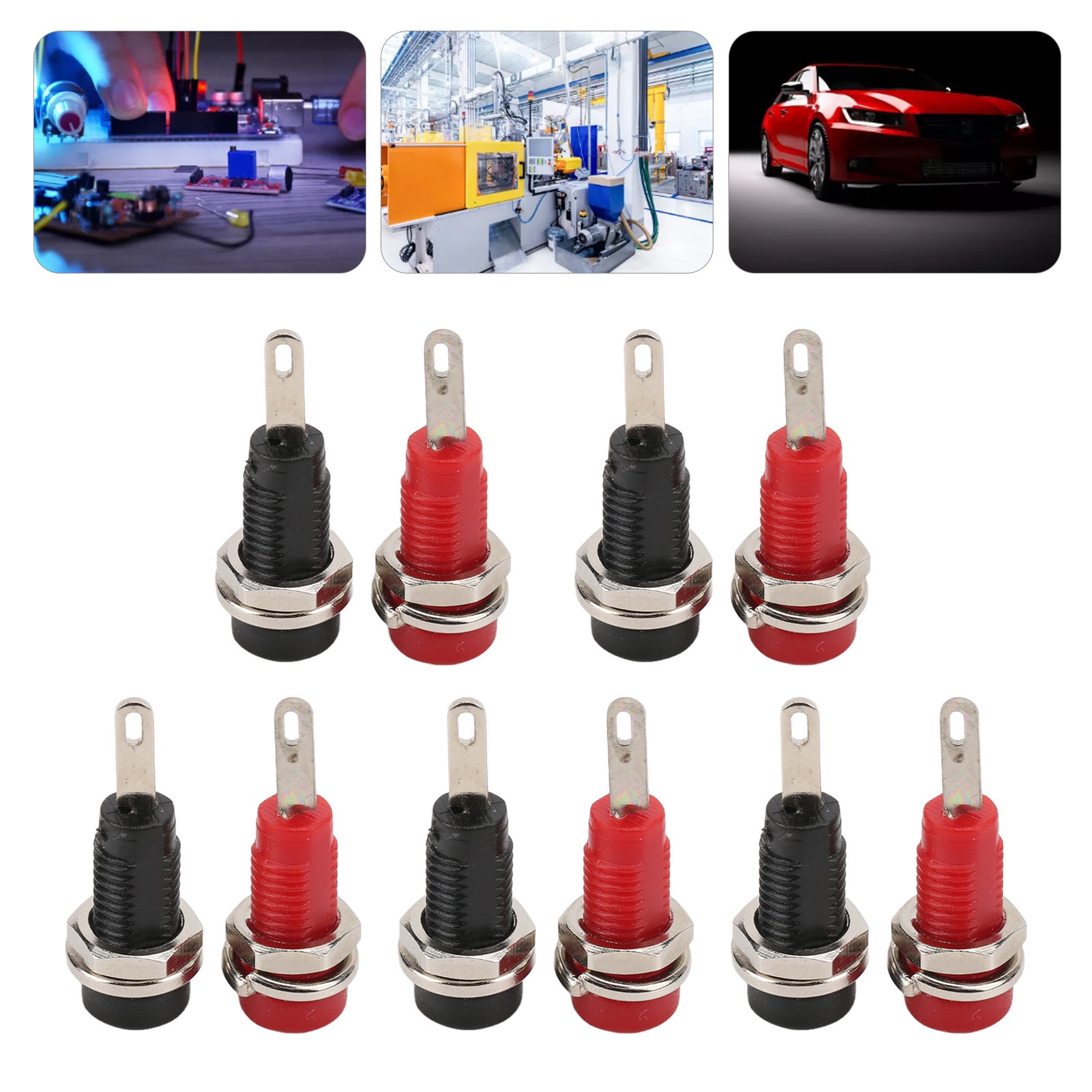 Adaptateur de prise jack banane 2 mm J.40003 pour montage sur panneau avec borne de connexion et feuille à ressort interne, noir et rouge - 5