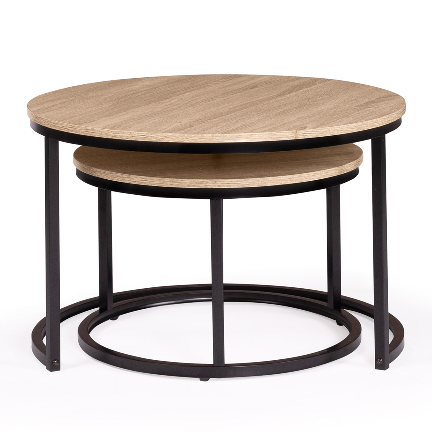 Lot de 2 tables basses gigognes DETROIT rondes 54/70 design industriel - 3