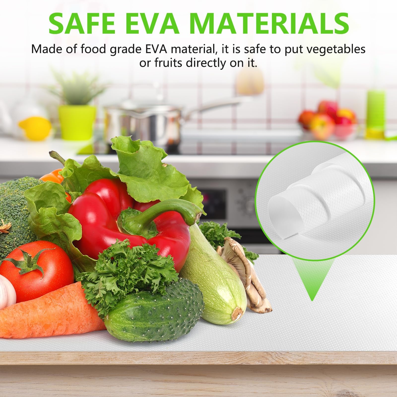Tapis antidérapant EVA, 45*600cm, tapis de table isolant thermique, tapis de rangement alimentaire, tapis imperméable et résistant à l'huile (blanc). - 4