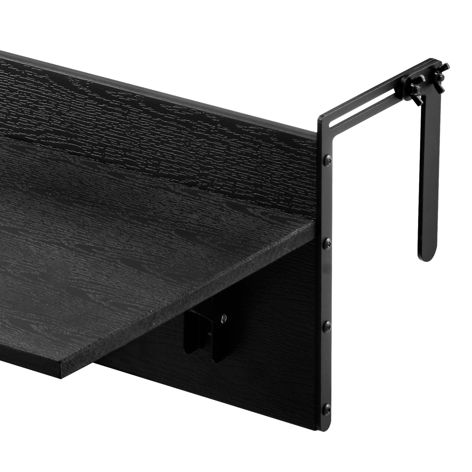 Table Suspendue VEVOR de Balcon Pliante, Plateau 800 x 300 mm, Support Réglable 25-110 mm, Structure Q195, Plastique Bois, Patio - 8