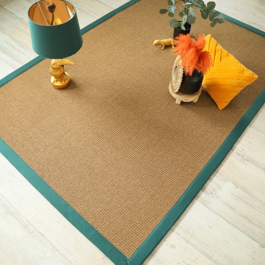 Tapis Sisal grosses boucles - Cuba havane - Ganse vert émeraude - 120 x 170 cm - 2