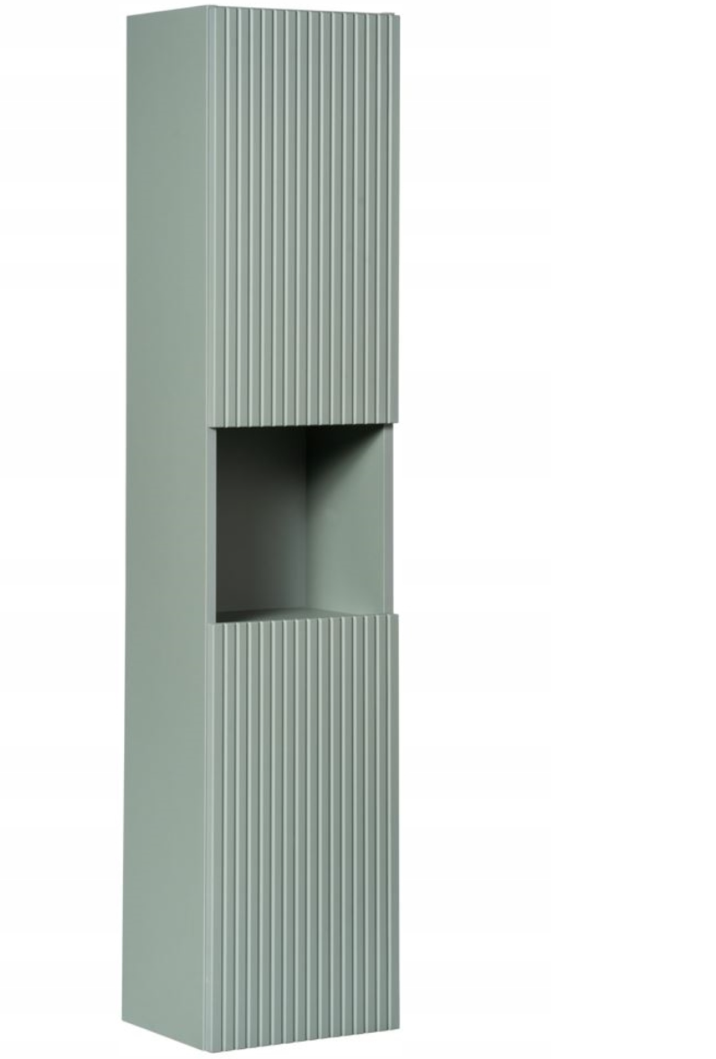 Szafka łazienkowa LINE REED GREEN 140 cm zielona słupek wysoki ryflowany front