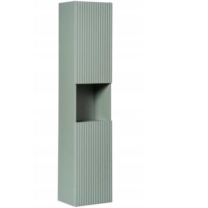 Szafka łazienkowa LINE REED GREEN 140 cm zielona słupek wysoki ryflowany front