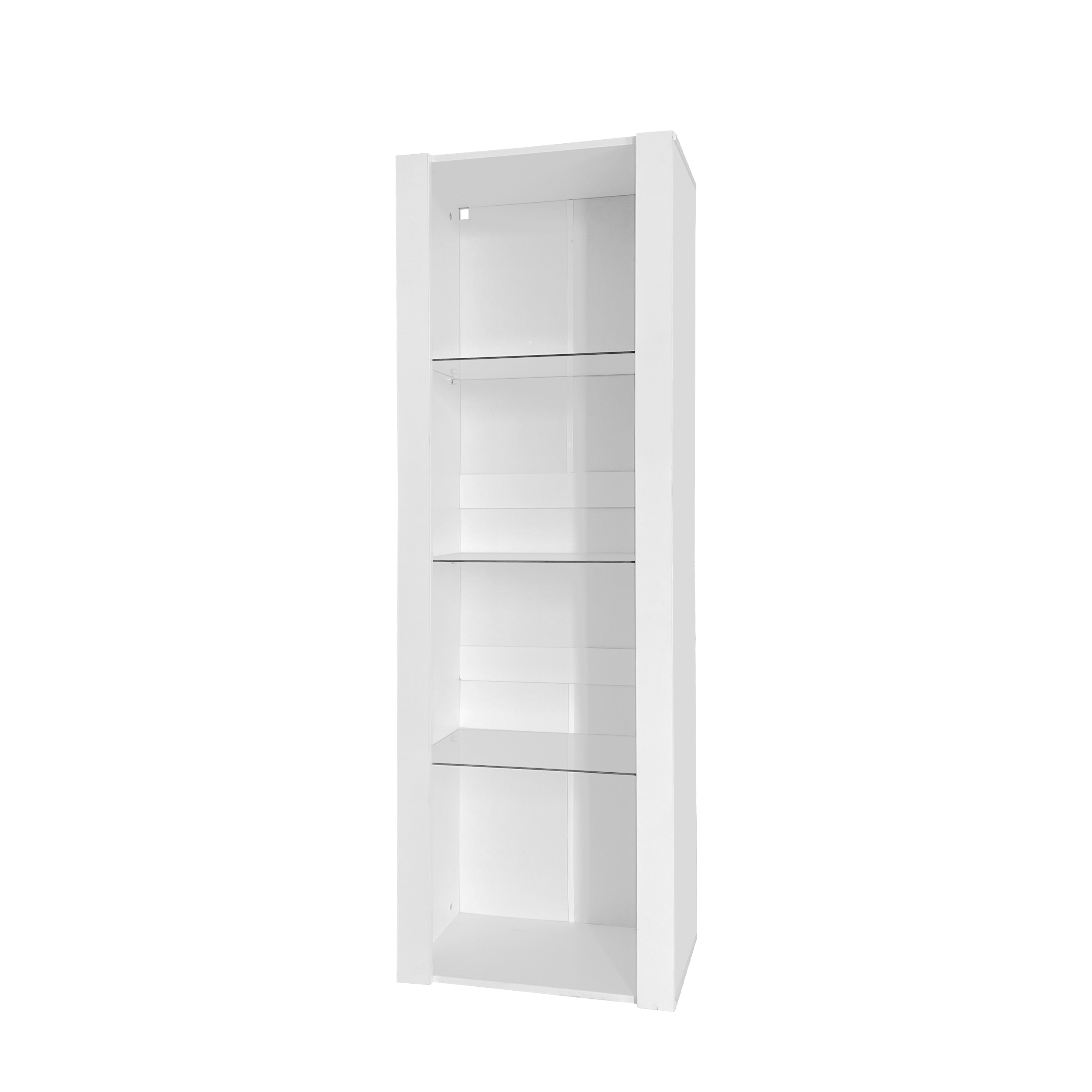 Vitrine L166cm avec LED - 3 étagères en verre - Blanc - 7