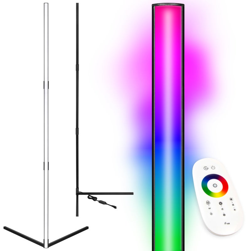 Lampa podłogowa LED RGB 20W 140cm z pilotem narożna czarna MasterLED