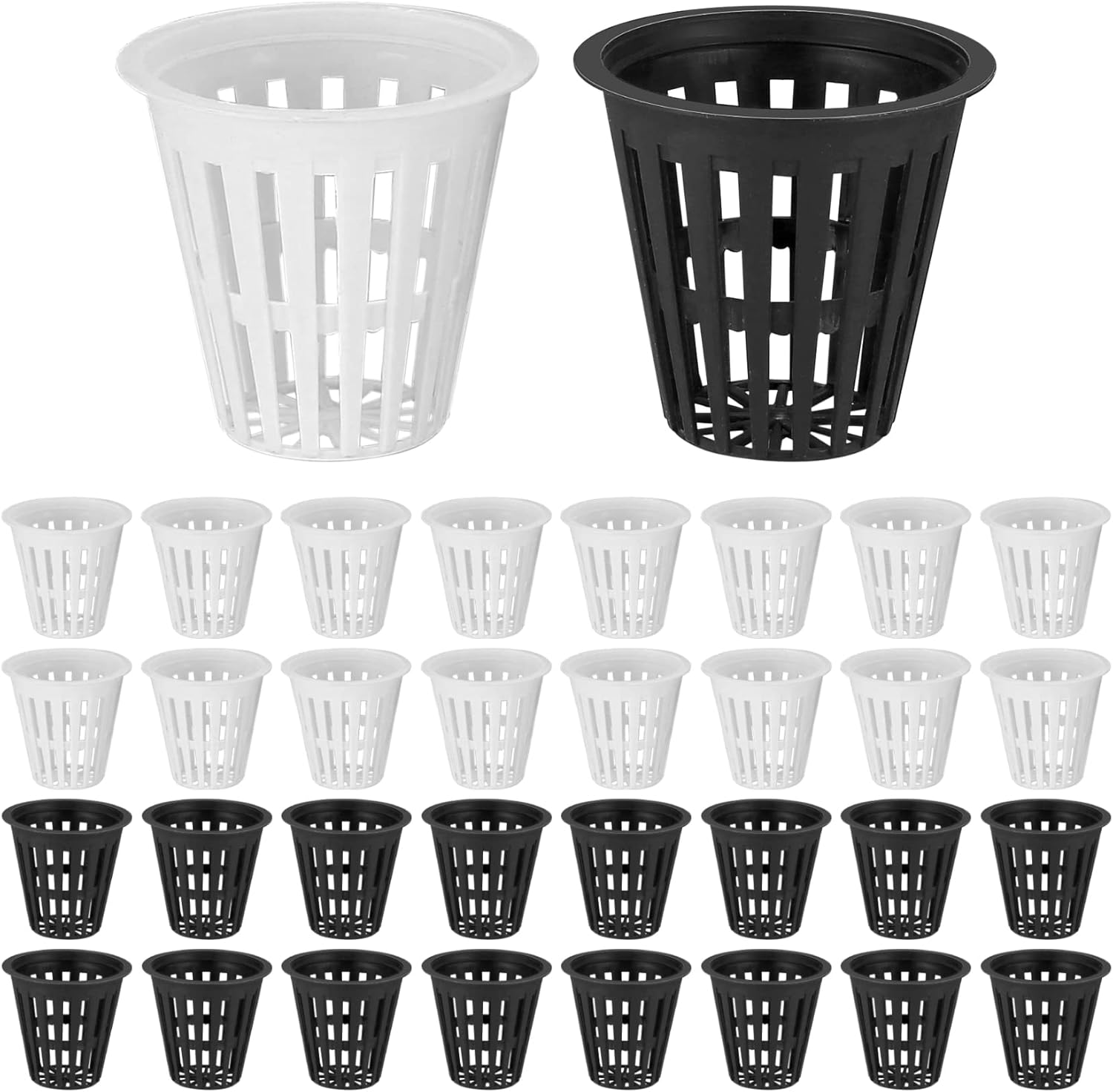 50 szt. plastikowych koszyków hydroponicznych, siatek na doniczki hydroponiczne, doniczek hydroponicznych do uprawy kwiatów, czarno-białych