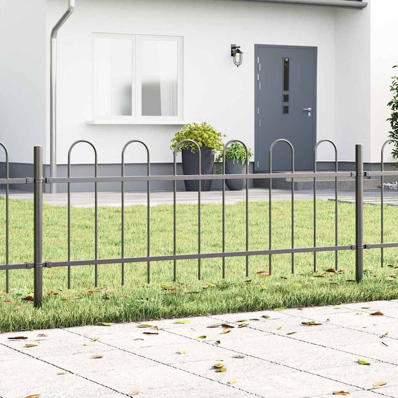 Ogrodzenie Ogrodowe Szary 5.1 x 0.6 m Stal Malowana Proszkowo vidaXL