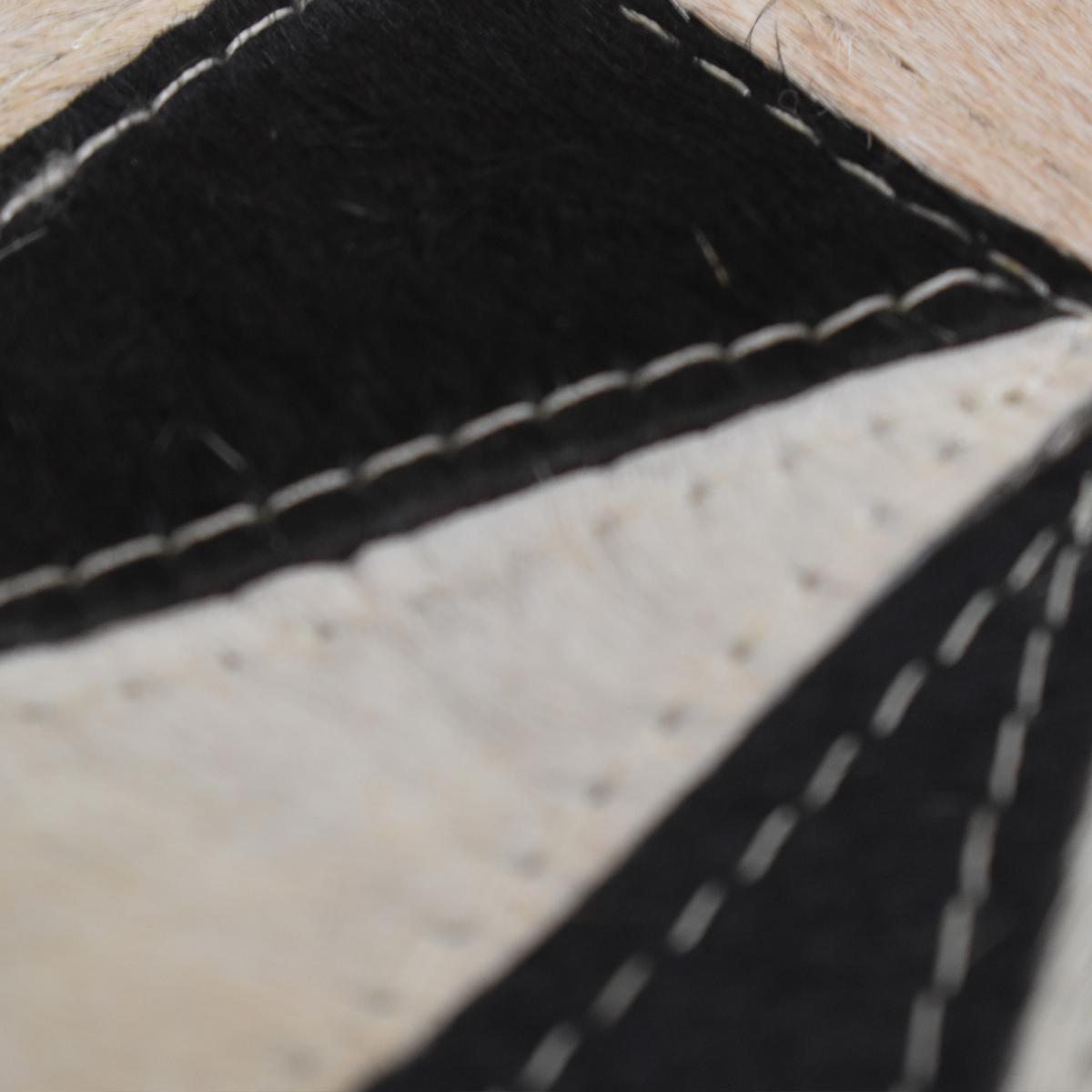 Tapis en peau de vache 200x290 kilm fait à la main noir et blanc - 4