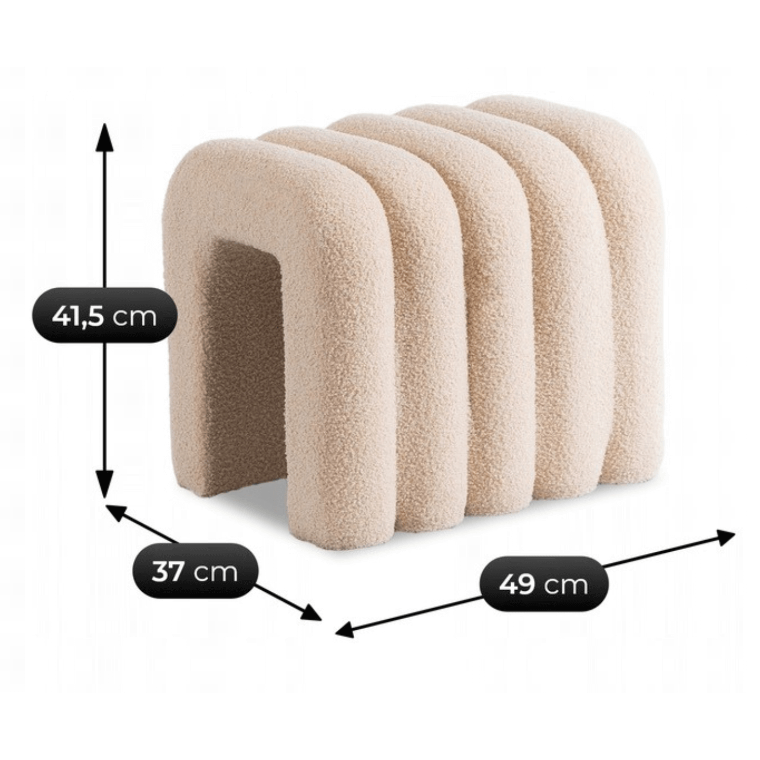 Pufa Siedzisko Do Przedpokoju Toaletki Teddy Puf Kremowy PIKSEL - 6