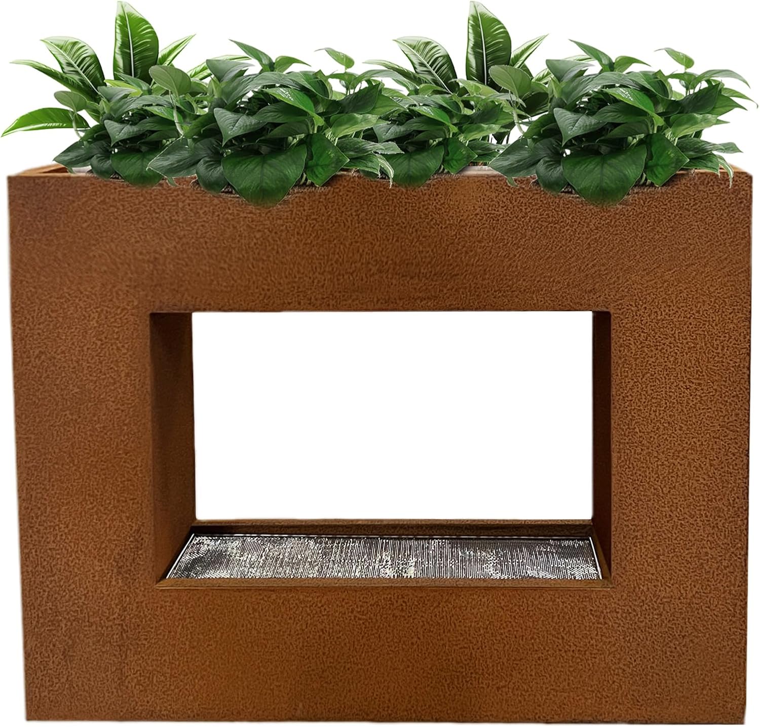 KÖHKO® Fontanna z kurtyną wodną i oświetleniem LED Wysokość 60cm wykonana ze stali corten z pojemnikiem na rośliny Wodospad Fontanna wewnętrzna 32001B