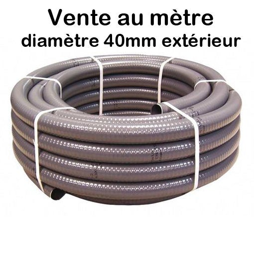Vente au mètre Tuyau PVC Pression 40mm diamètre extérieur Gris Semi-rigide souple à coller 34mm diam int Piscine et bassins - 3
