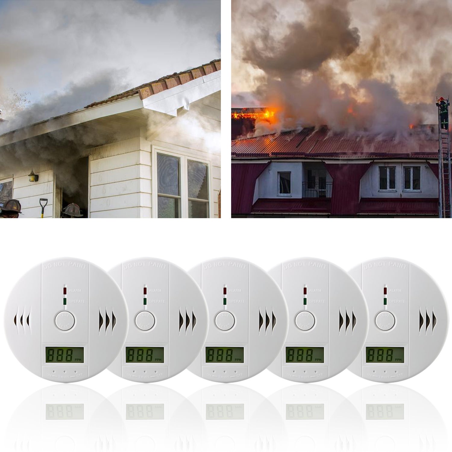 Białych czujników tlenku węgla Feuermelder zapewniających kompleksową ochronę domu. Alarm dźwiękowy o natężeniu 85 dB i wizualny za pomocą diody LED.
