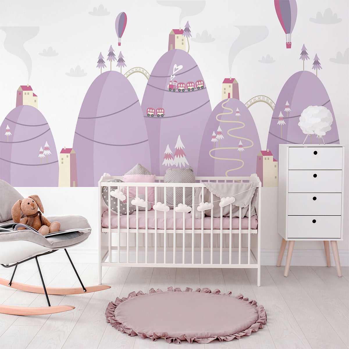 Adesivo bambino di montagna scandinavo mongolfiere nell'aria - Sticker adesivo - adesivi murali - 70x105cm - 5