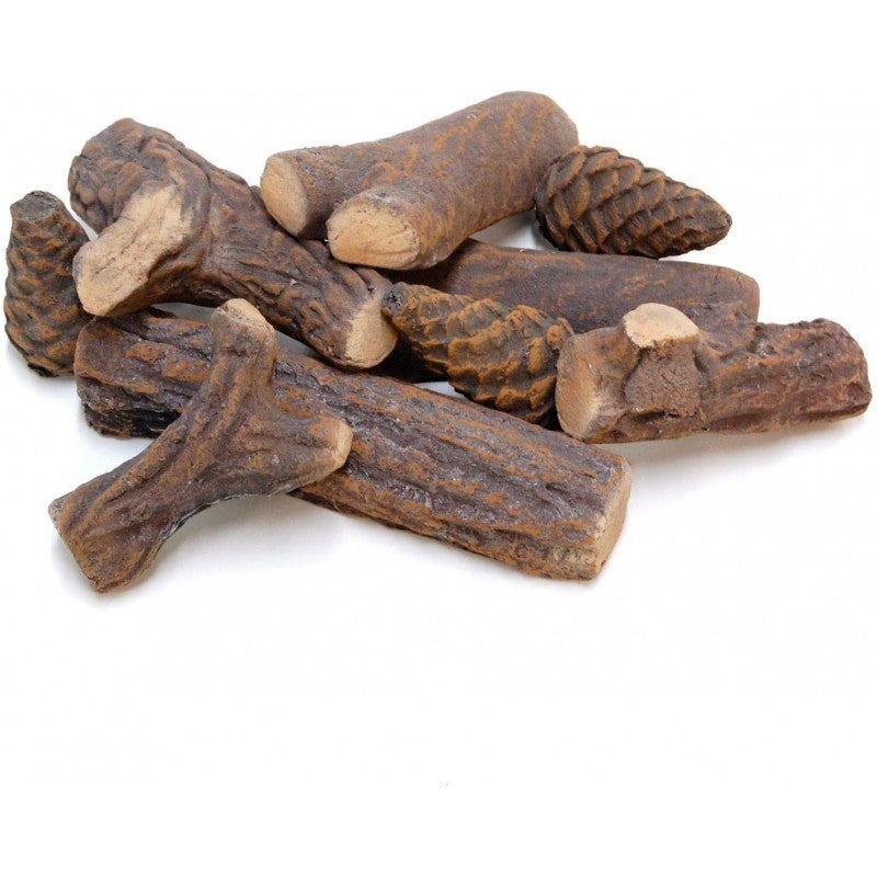 Zestaw 9 sztuk ozdobnego drewna z ceramiki do kominka na bioetanol