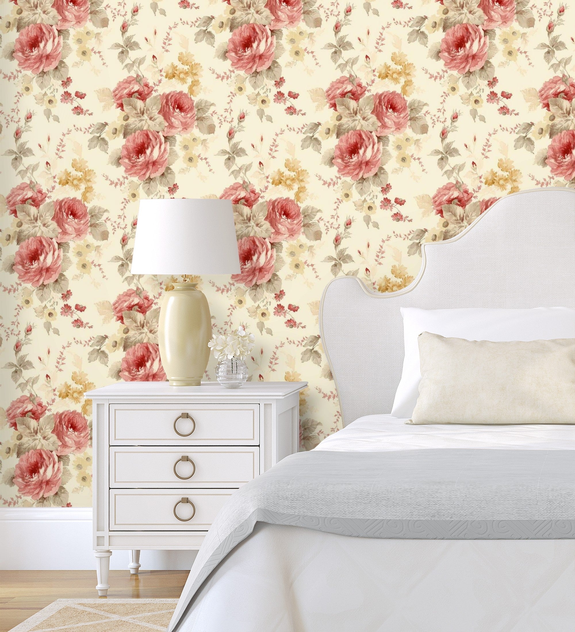 Papel pintado vinílico lavable de flores grandes románticas - spring flowers 121412 de gaulan - rollo de 10 m x 0,52 m