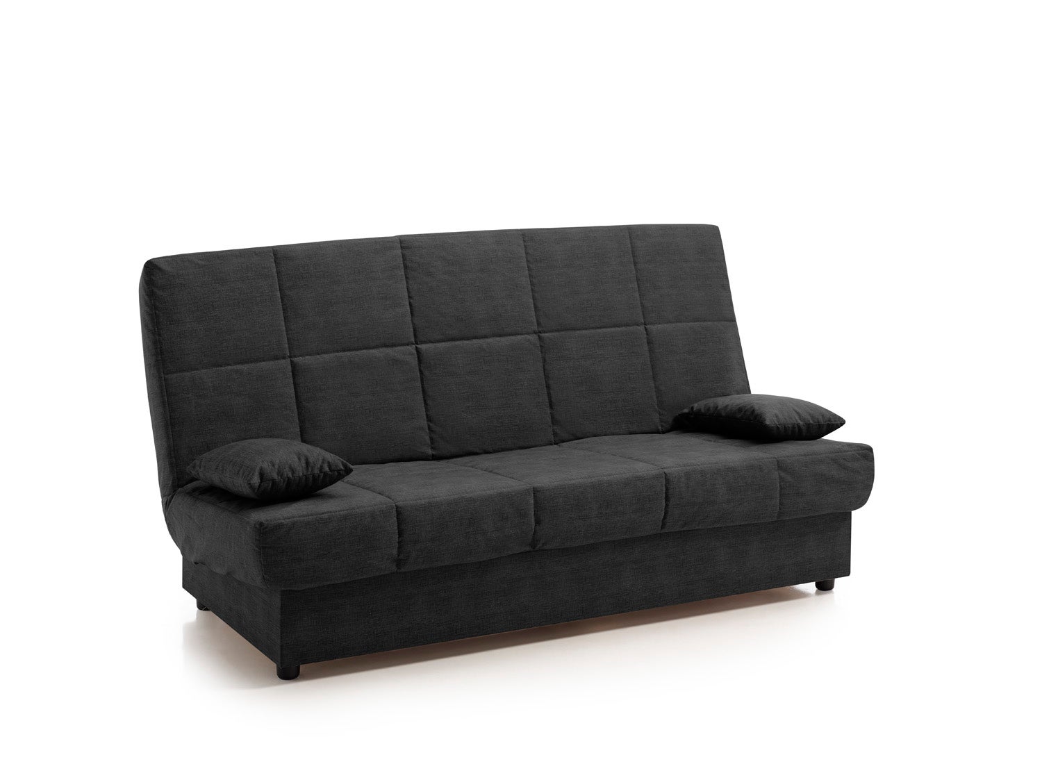 Sofa cama clic clac julieta 3 plazas color gris negro. incluye 2 cojines