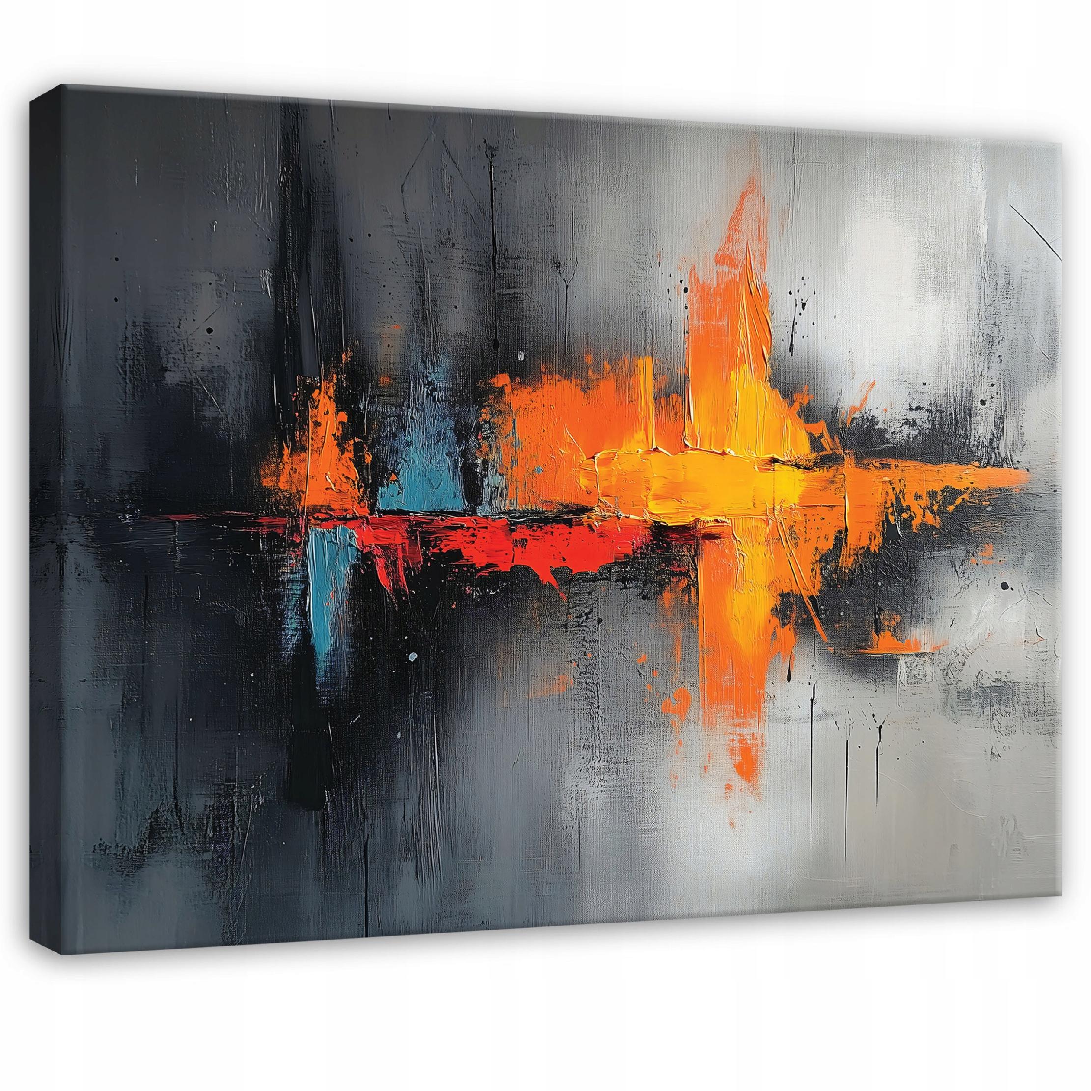 Tableau Deco abstrait gris noir loft moderne 100x70 cm xxl Impression ...