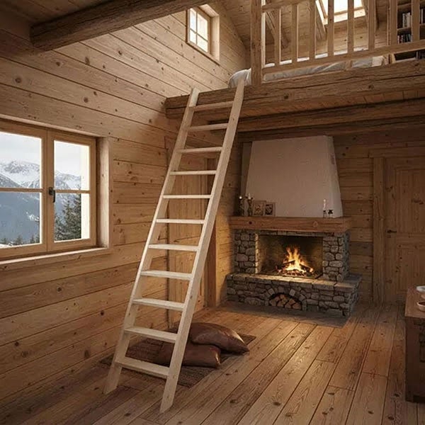 Escalier bois 13 marches - Hauteur à franchir 2.75m - Sans rampes - Largeur 0,50m - COTTAGE-P-275 - 4