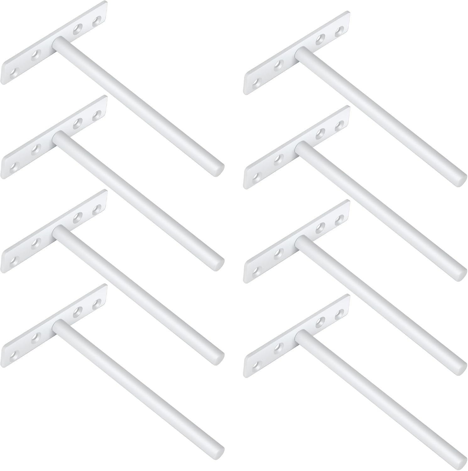 Niewidoczne wsporniki półek 145 mm - Wytrzymały metal, błyszczące wykończenie, idealne do półek wiszących (białe)