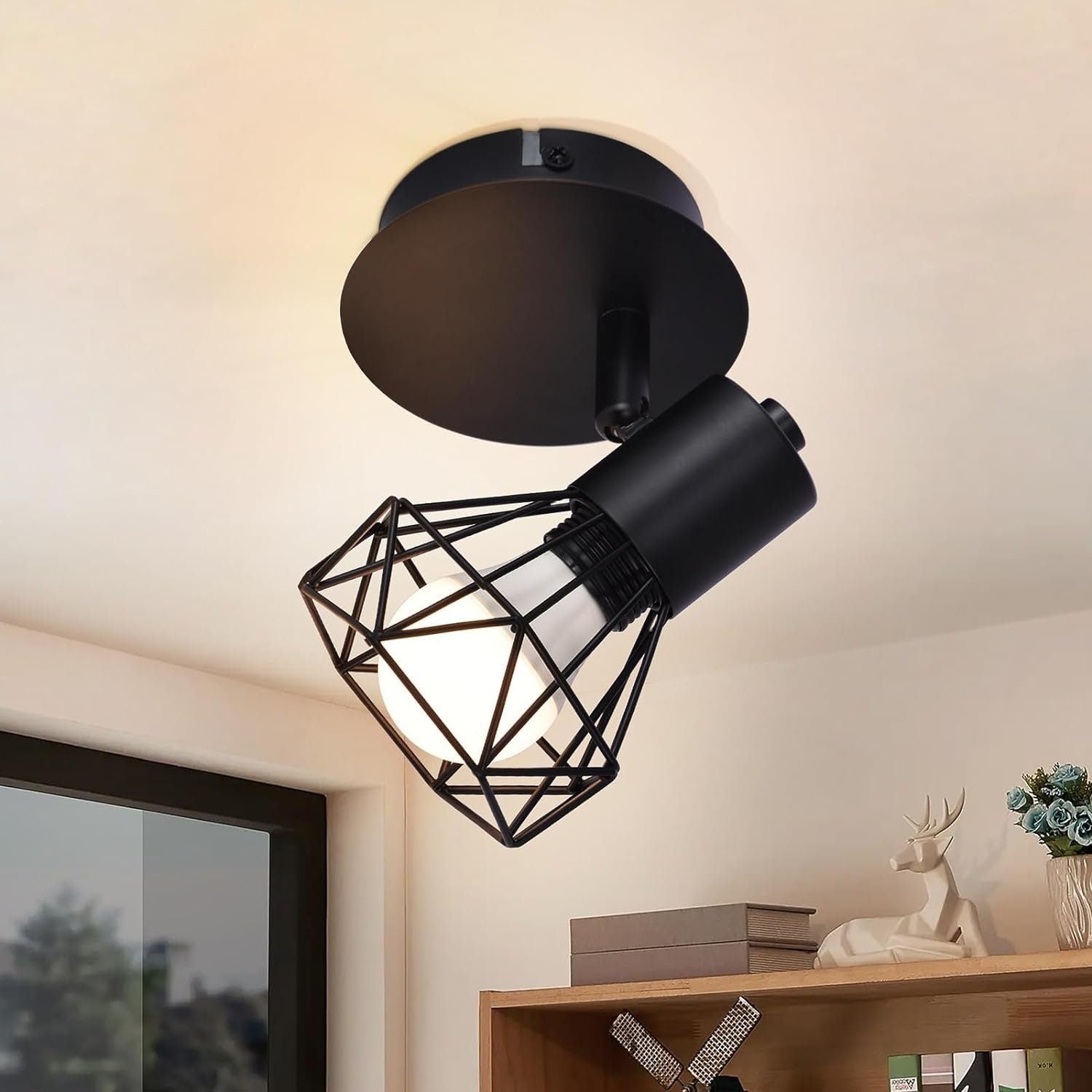 ZMH Kinkiet retro czarny - E14 Regulowany kinkiet retro z pojedynczą głowicą 350° 40W