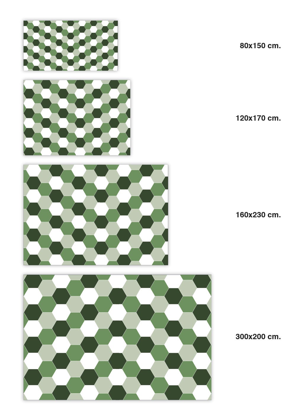 Panorama Alfombra Vinílica - Modelo Mosaico Hexágonos Tono Verde 300x200 cm - Alfombra de Vinilo Cocina, Habitación, Pasillo - 5