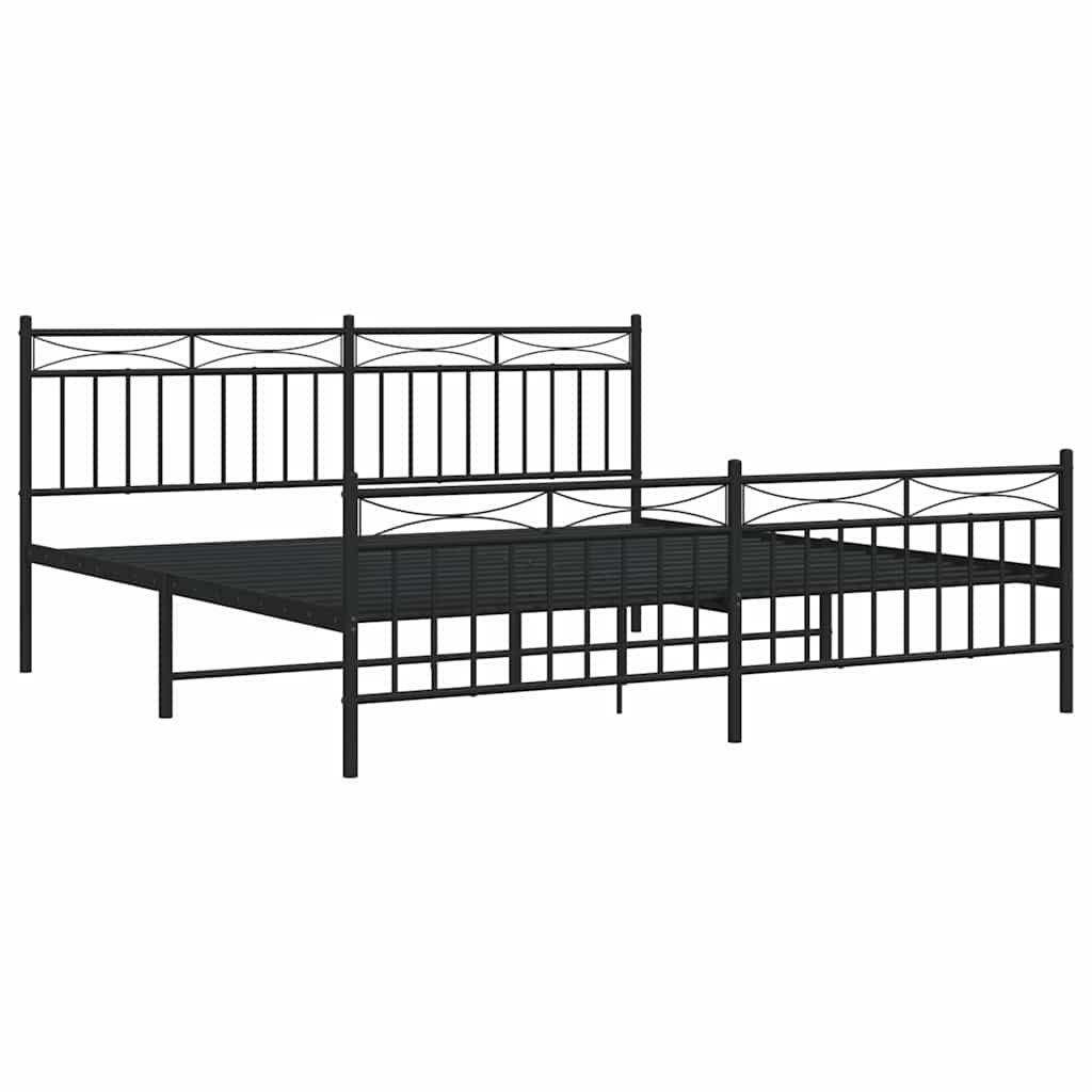 Estructura cama sin colchón con estribo metal negro 183x213 cm vidaXL - 4