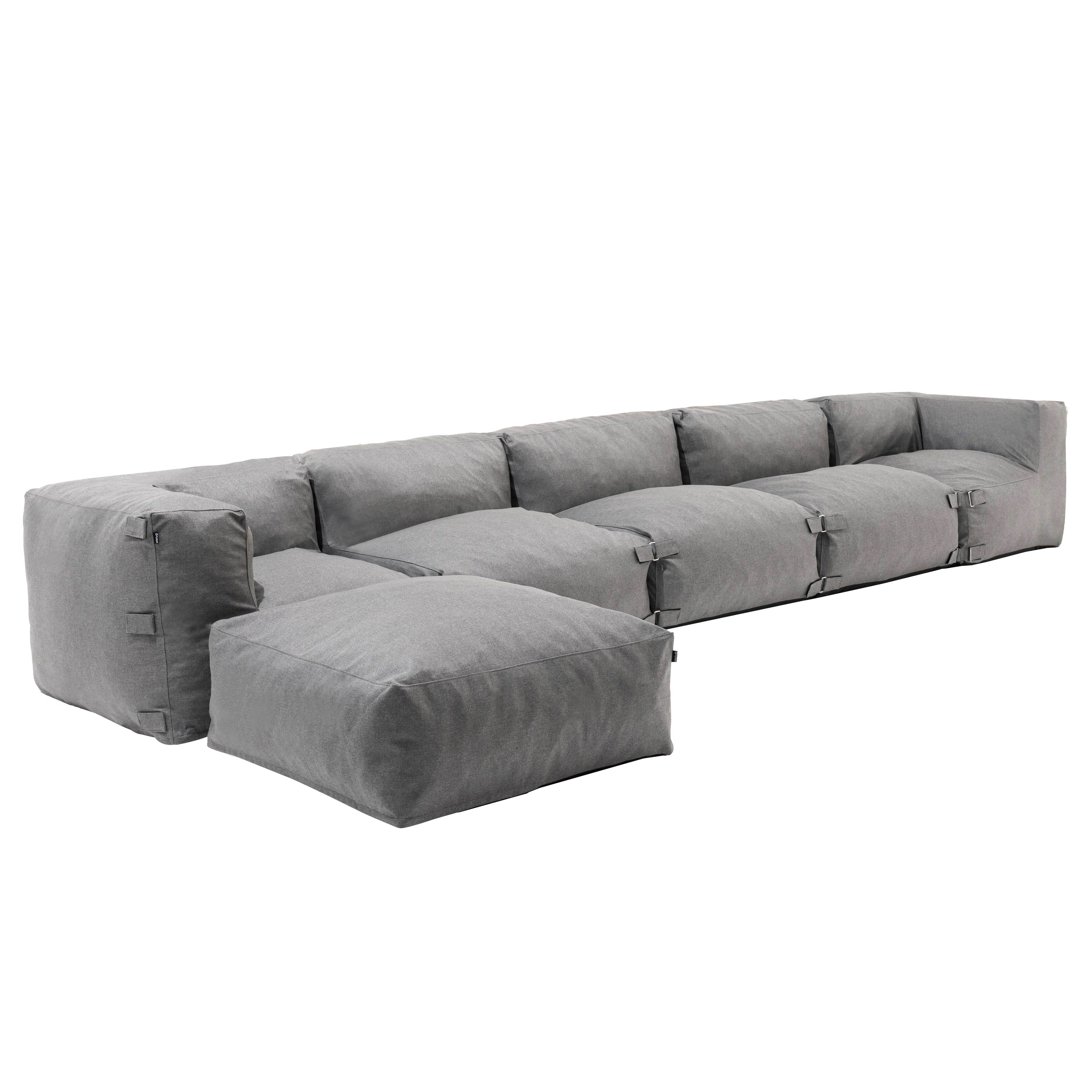 Canapé d'angle de jardin modulable 6 places gris, Mixi - Oviala - 2