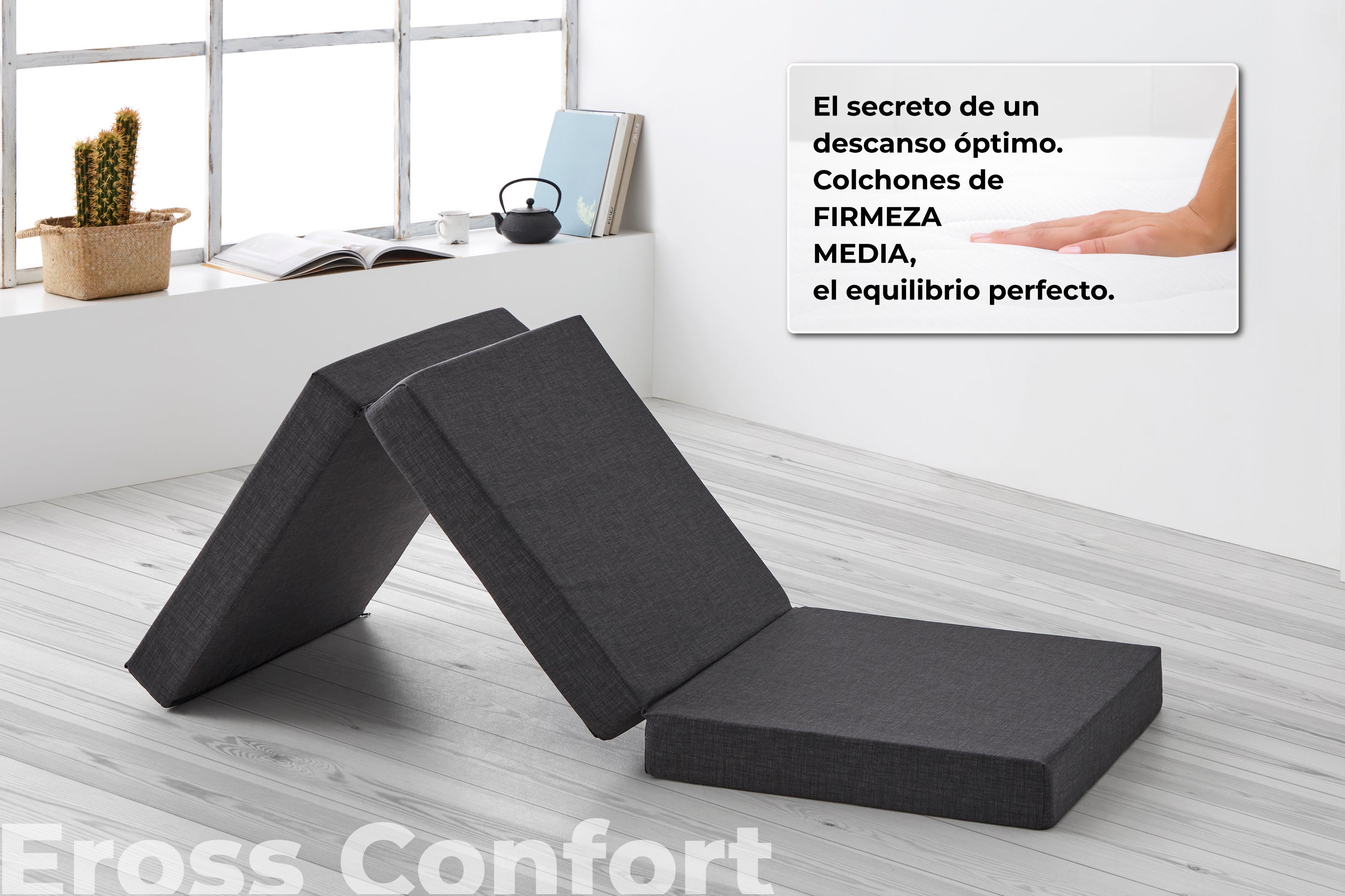 Colchón Plegable 90x195. Transpirable Funda Lavable y Bolsa de Transporte. Altura 10 cm Negro - 2