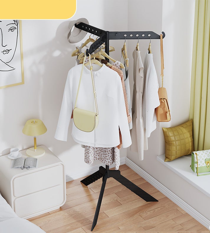 Składany wieszak do suszenia ubrań, konstrukcja obrotowa 360°, balkon, suszenie ubrań, wielofunkcyjny wieszak na ubrania, czarny