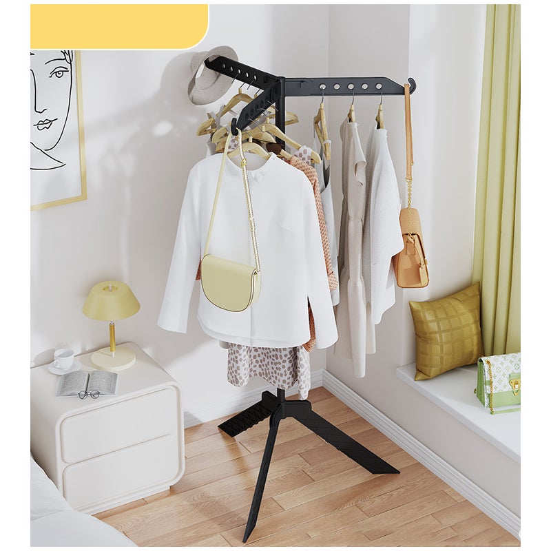 Składany wieszak do suszenia ubrań, konstrukcja obrotowa 360°, balkon, suszenie ubrań, wielofunkcyjny wieszak na ubrania, czarny